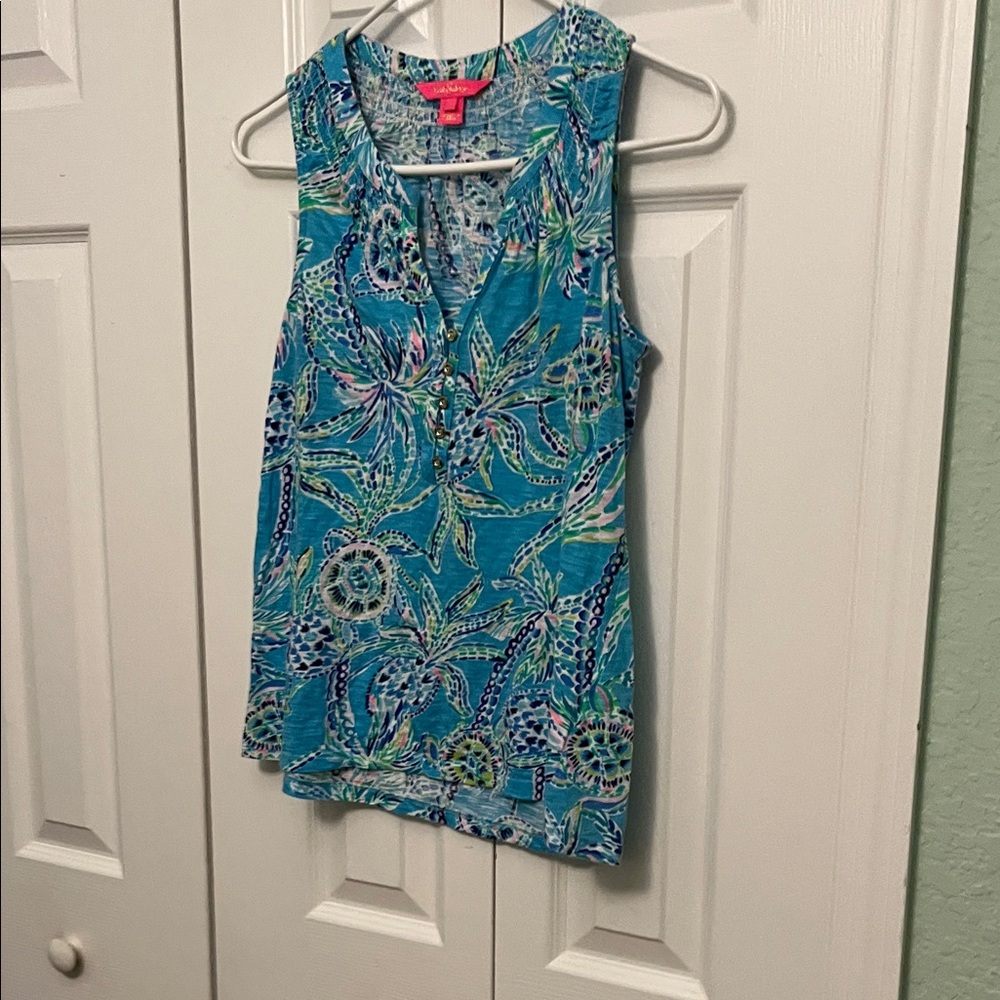 Lilly Pulitzer Vibrant Blue Patterned Blouse - Picture 5 of 5
